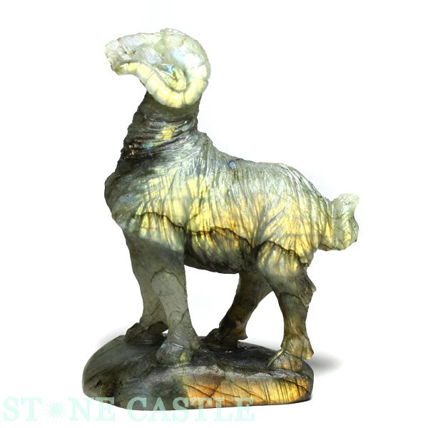 ☆置物一点物☆【天然石 彫刻置物】ひつじ ラブラドライト(立ち姿タイプ) No.06 パワーストーンの通販は 10,800円