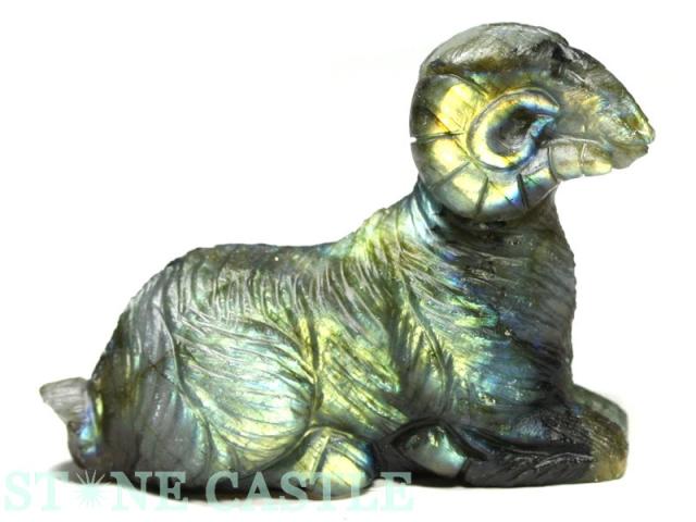 ☆置物一点物☆【天然石 彫刻置物】ひつじ ラブラドライト No.39