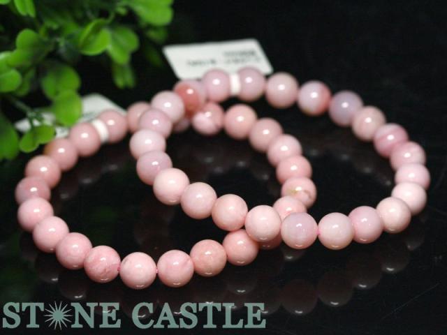 ☆高品質☆【天然石 ブレスレット】ピンクオパール (5A) (約8.5〜9mm