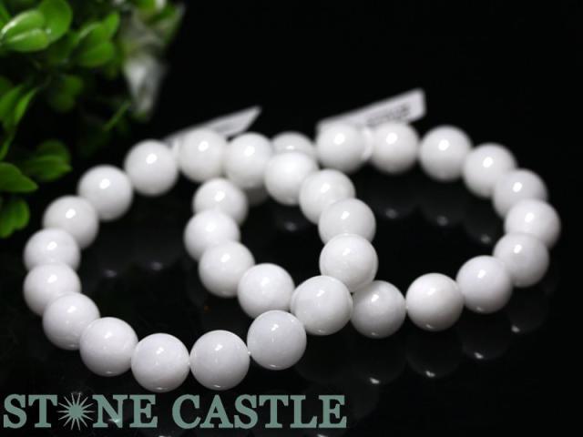 ☆高品質☆【天然石 ブレスレット】H&E社製 ホワイトアゼツライト (約12mm)
