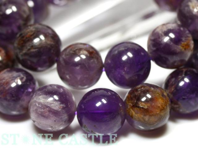 ☆高品質☆【天然石 ブレスレット】アメジストガーデンエレスチャル (約15.5〜16mm) パワーストーン 母の日 ギフト