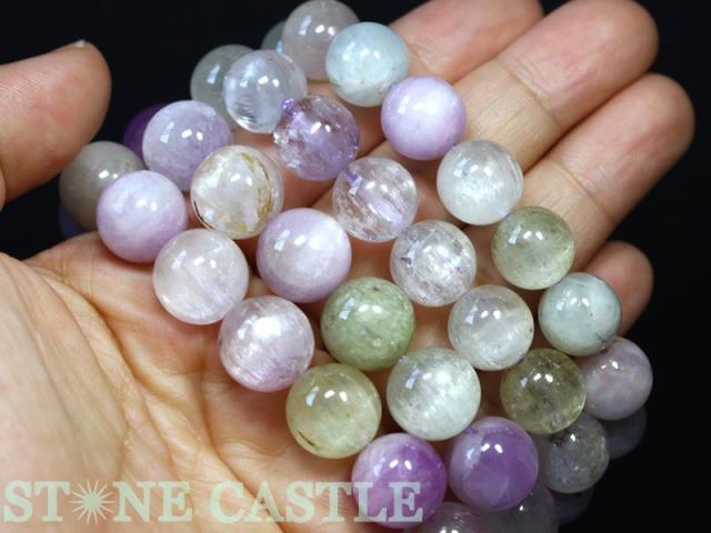 ☆高品質☆【天然石 ブレスレット】クンツァイト (A) (約12〜12.5mm