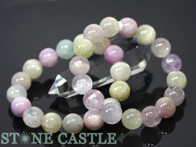 ☆高品質☆【天然石 ブレスレット】クンツァイト (A) (約12〜12.5mm