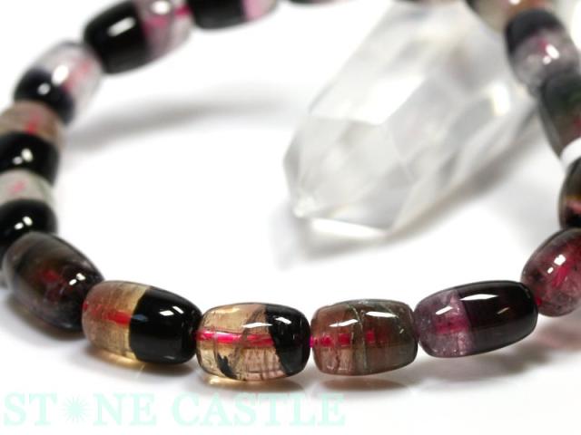 ☆高級一点物☆【天然石 ブレスレット】ウォーターメロントルマリン 太鼓型 No.11 約8x12mm (ケース付) パワーストーン 母の日 ギフトの通販は