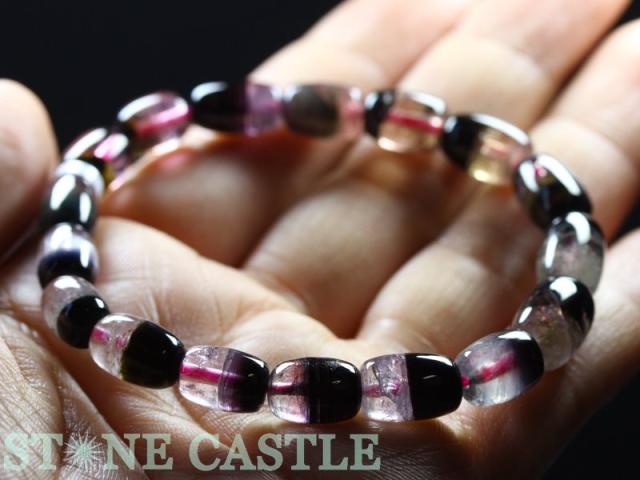 ☆高級一点物☆【天然石 ブレスレット】ウォーターメロントルマリン 太鼓型 No.11 約8x12mm (ケース付) パワーストーン 母の日 ギフトの通販は