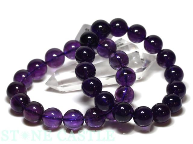 ☆高品質☆【天然石 ブレスレット】ウルグアイアメジスト (2A) (約13〜13.5mm) パワーストーン 母の日 ギフト