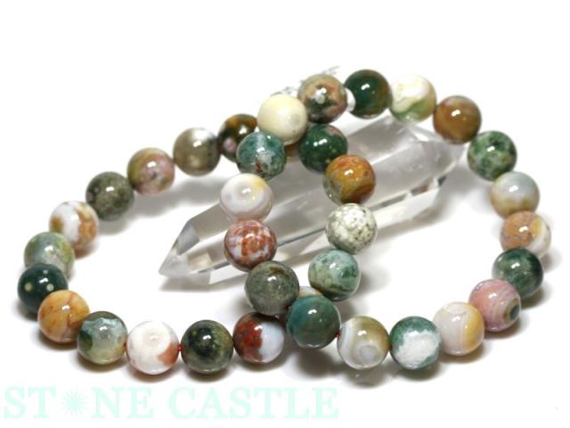 ☆高品質☆【天然石 ブレスレット】オーシャンアゲート (3A) (約10.5〜11mm) パワーストーン 母の日 ギフト