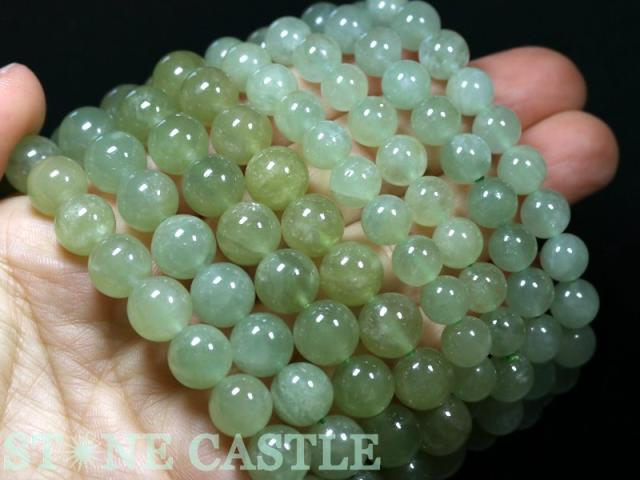 ☆高品質☆【天然石 ブレスレット】ライムグリーンベリル (3A) (約10  