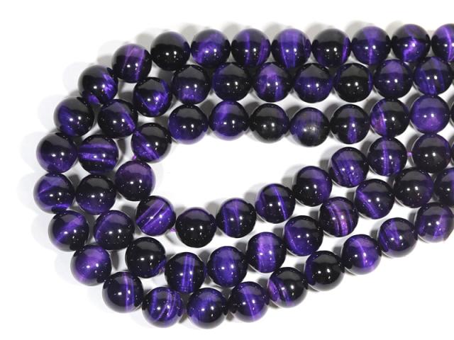 【丸ビーズ】タイガーアイ (パープルタイガーアイ) 16mm (半連 ブレスレット約1本分)