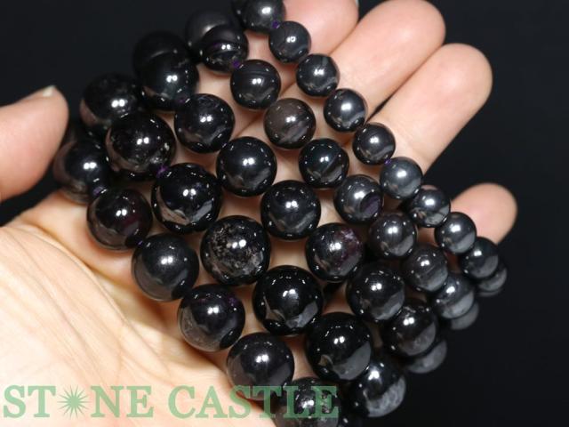 ☆高品質☆【天然石 ブレスレット】ブラックスギライト (約9〜9.5mm)