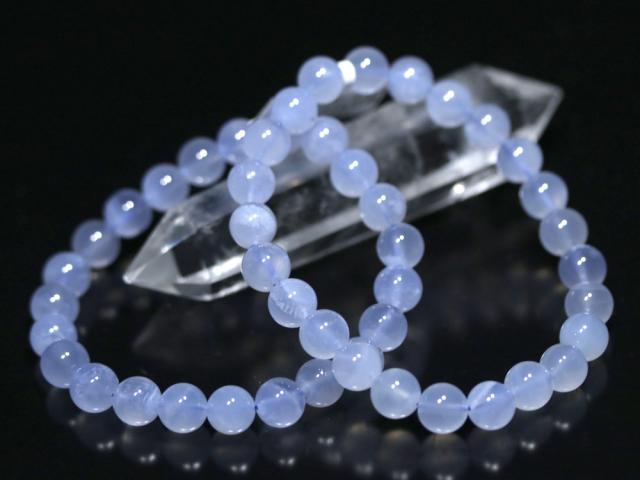 ☆高品質☆【ブレスレット】天然ブルーカルセドニー (3A) (約8〜8.5mm) 天然石 パワーストーン