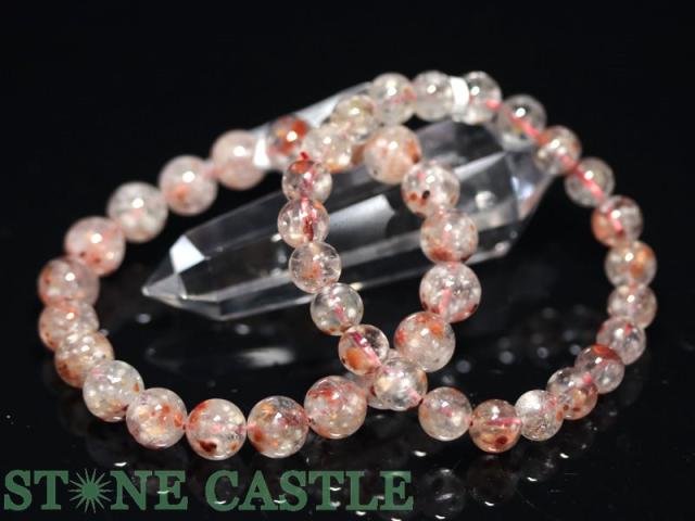 ☆高品質☆【天然石 ブレスレット】アンフィボールインクォーツ (赤) (約7.5〜8mm)の通販は