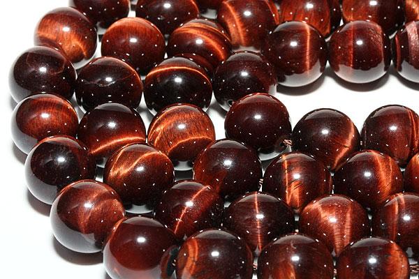 【丸ビーズ】タイガーアイ (レッドタイガーアイ) (3A) 12mm (半連 ブレスレット約1本分) 天然石 パワーストーン