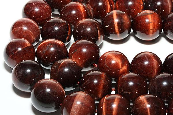 【丸ビーズ】タイガーアイ (レッドタイガーアイ) (3A) 14mm (半連 ブレスレット約1本分) 天然石 パワーストーン