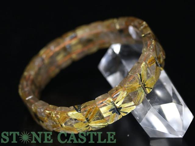 ☆一点物☆【ブレスレット】ビクトリー極太太陽タイチンルチル (3A) バングル No.01 約14x8x6mm (ケース付) 天然石 パワーストーン