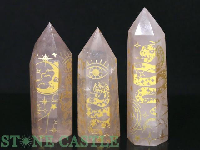 ☆一点物☆【置き石】ポイント型 ローズクォーツ スピリチュアルシンボル (3本セット) No.12 天然石 パワーストーンの通販は 5,104円