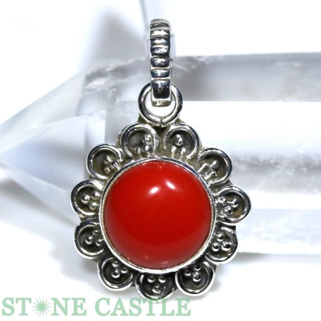 ☆一点物☆【ペンダント】レッドコーラル(赤珊瑚) (イタリア産) No.15 天然石 パワーストーン