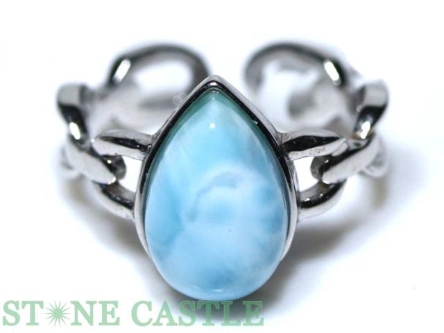 ラリマー 雫リング ☆一点物☆【リング】ラリマー (5A) しずく型 No