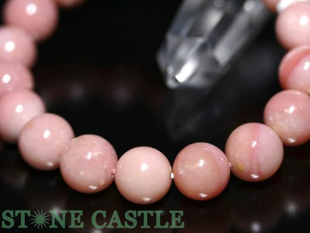 ピンクオパールブレスレット11.5 １点物高品質◇桜色 ピンクオパール 9.5-11.5(丸玉4)mm キューブ