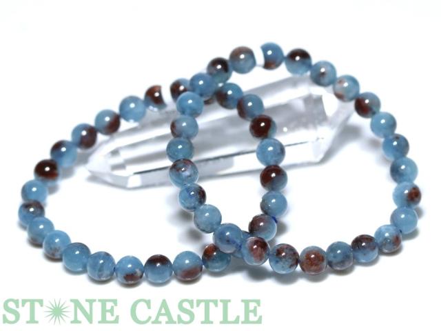 ☆高品質☆【ブレスレット】ヘマタイトインアクアマリン (約8〜8.5mm) 天然石 パワーストーン