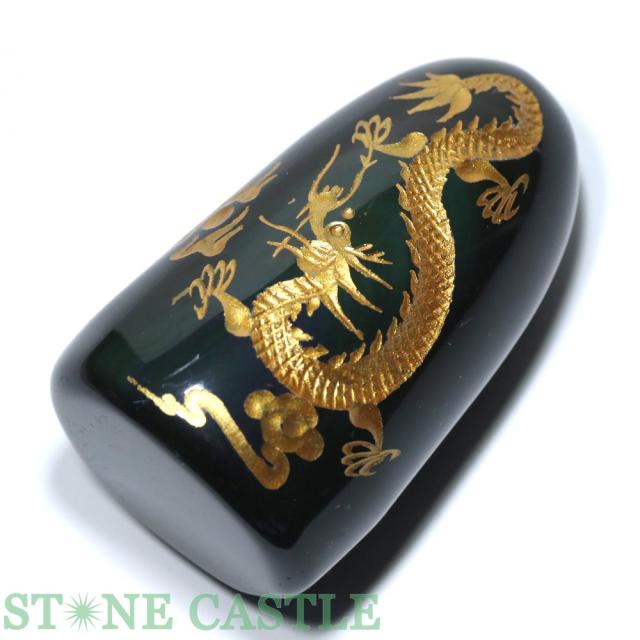 ☆一点物☆【彫刻置物】レインボーオブシディアン 五爪龍 2024年干支(辰年) (金彫り) No.29 天然石 パワーストーン 8,022円