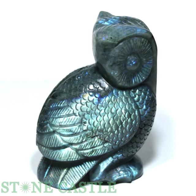 龍彫刻置物 縁起物 天然石 最高品質ラブラドライト パワーストーン 1点