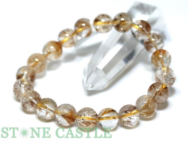 ☆一点物☆【ブレスレット】エンジェルフェザークォーツ (5A) (マダガスカル産) No.03 (約10〜10.5mm) (ケース付) 天然石 パワーストーン