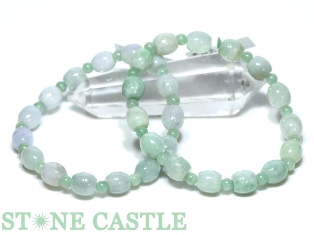 ☆高品質☆【ブレスレット】本翡翠 太鼓型 約8x9mm 天然石 パワーストーンの通販は