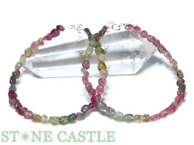 ☆高品質☆【ブレスレット】ウォーターメロントルマリン タンブル型 (2A) 約4x5mm 天然石 パワーストーン 6,500円