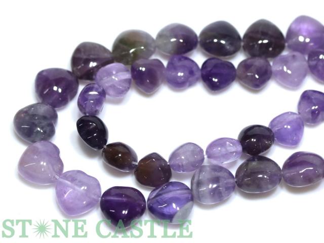 【カットビーズ】アメジスト ハート型 (横穴タイプ) (2本セット) (数量限定商品) 天然石 パワーストーン