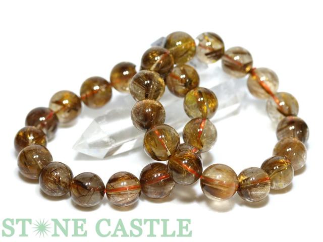 ☆高品質☆【ブレスレット】タイガータイチンルチルクォーツ (5A) (約13〜13.5mm) (ケース付) 天然石 パワーストーン