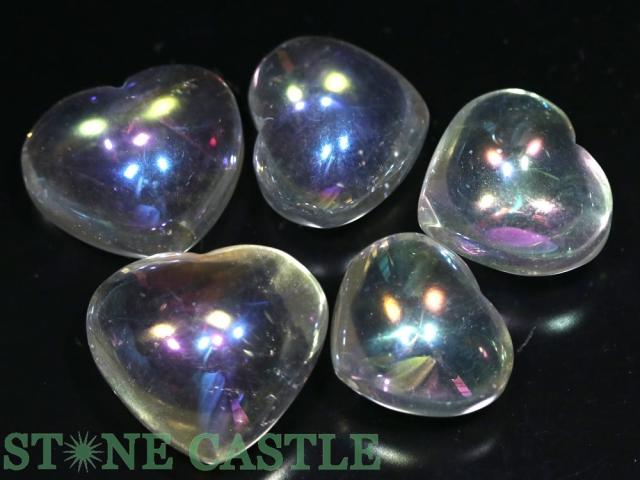 ☆一点物☆【置き石】ハート型 オーロラクォーツ (5個セット) No.81 天然石 パワーストーンの通販は 5,250円