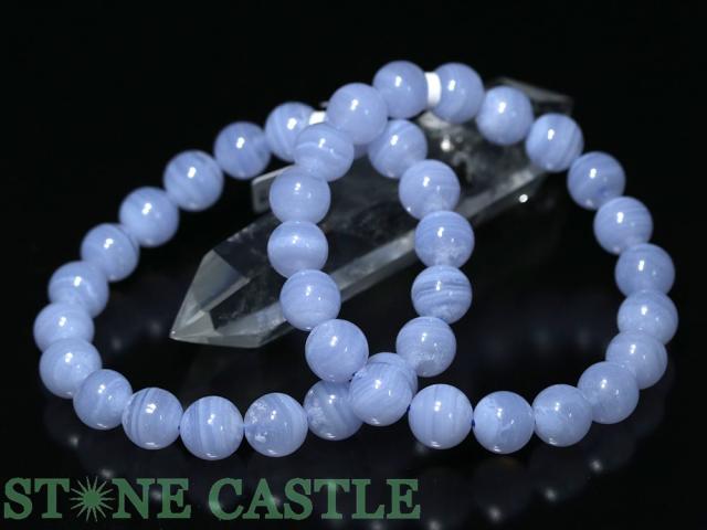 ☆高品質☆【ブレスレット】ブルーレースメノウ (3A) (約10〜10.5mm) 天然石 パワーストーン