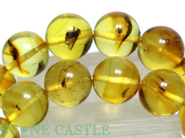 ドミニカ産虫入りブルーアンバー1｜ファインミネラル＆ブレスレット