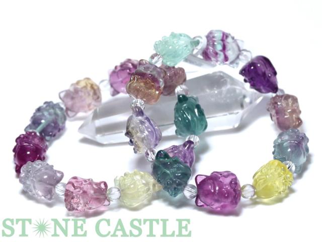 ☆高品質☆【天然石 ブレスレット】フローライト 彫刻 九尾の狐の通販は 6,556円