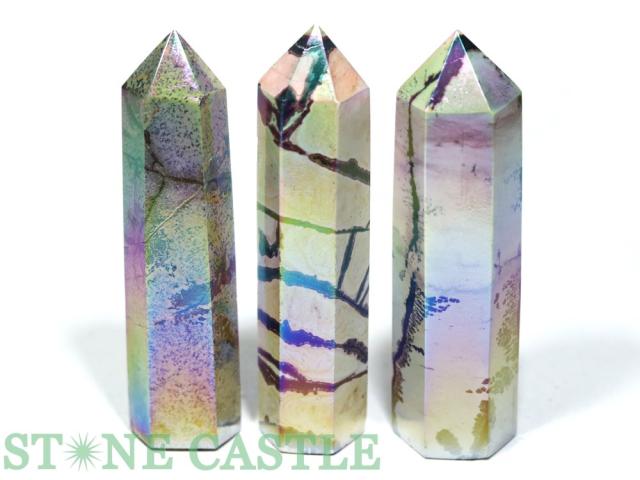 ☆一点物☆【天然石 置き石】ポイント型 デンドリチックオーラ (3本セット) No.05