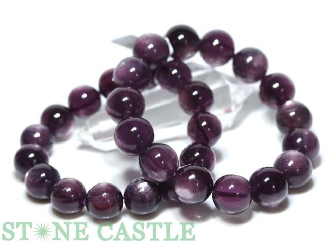 ☆高品質☆【天然石 ブレスレット】ロイヤルレピドライトキャッツアイ (約15〜15.5mm) (鑑別済) (ケース付)