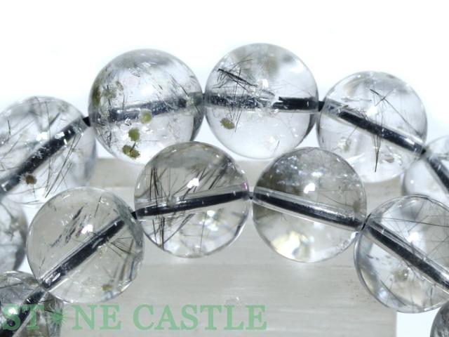 ☆高品質☆【天然石 ブレスレット】マイカ(雲母)入りブラックルチルクォーツ (3A) (約11〜11.5mm)の通販は