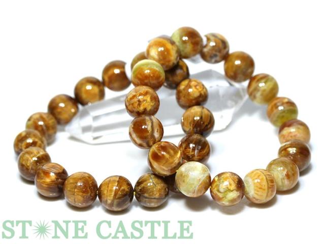 ☆高品質☆【天然石 ブレスレット】珪化木オパール キャッツアイ (バルト海産) (約13〜13.5mm)の通販は