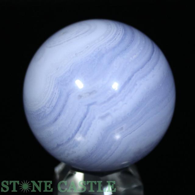 ☆一点物☆【天然石 置き石】丸玉 ブルーレースメノウ 約30mm No.40の通販は