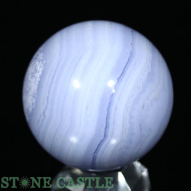 ☆一点物☆【天然石 置き石】丸玉 ブルーレースメノウ 約30mm No.44