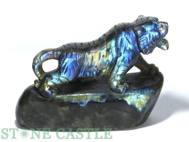 ラブラドライト インディアンヘッド 彫刻 置物