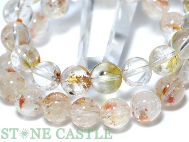 石流通センター 高品質 天然石 ブレスレット 天然オーラクォーツ (3A) (ブラジル産) (約14〜14.5mm) (ケース付) パワーストーン 石流通センター 高品質 天然石 ブレスレット 天然オーラクォーツ (2A