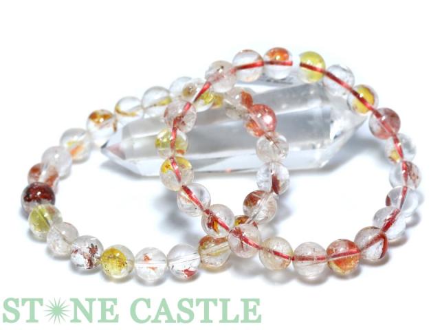 ☆高品質☆【天然石 ブレスレット】天然オーラクォーツ (3A) (ブラジル産) (約9〜9.5mm)の通販は