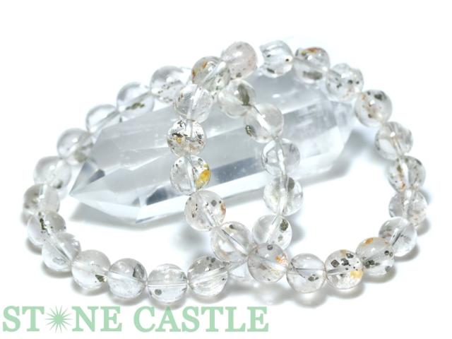 ☆高品質☆【天然石 ブレスレット】パイライトインクォーツ (3A) (約9.5〜10mm)