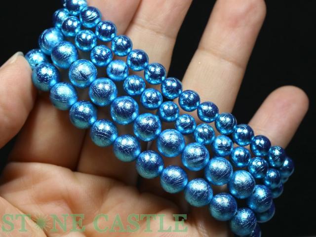 ☆高品質☆【天然石 ブレスレット】ギベオン隕石 (ライトブルー