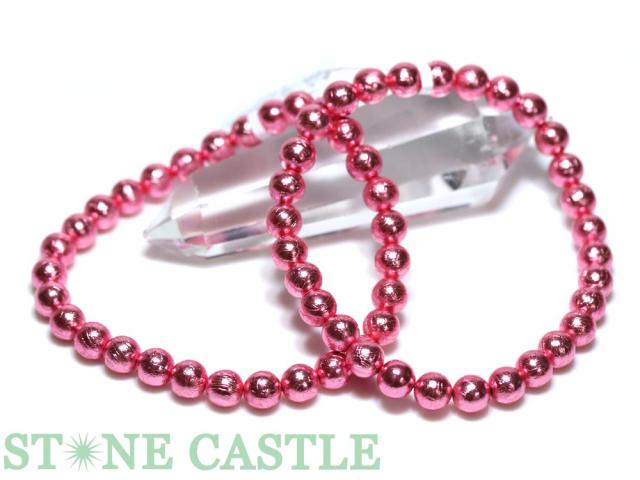 ☆高品質☆【天然石 ブレスレット】ギベオン隕石 (ムースピンクメタリック) (約6〜6.5mm) (ケース付)の通販は