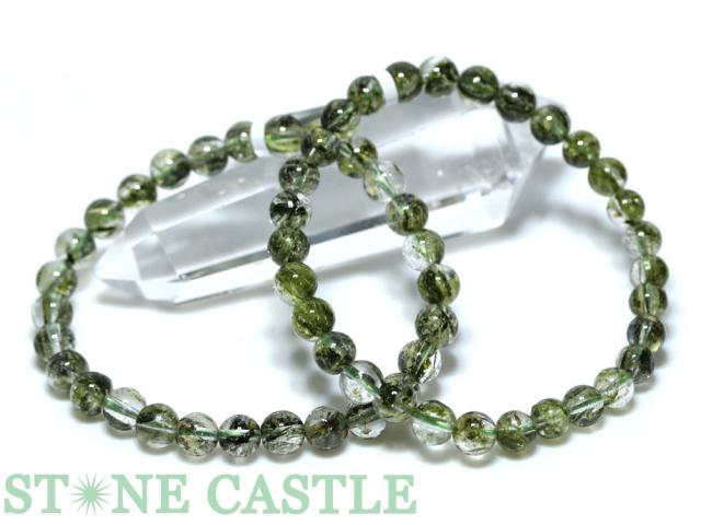 ☆高品質☆【天然石 ブレスレット】グリーントルマリンマイカ (約6〜6.5mm)