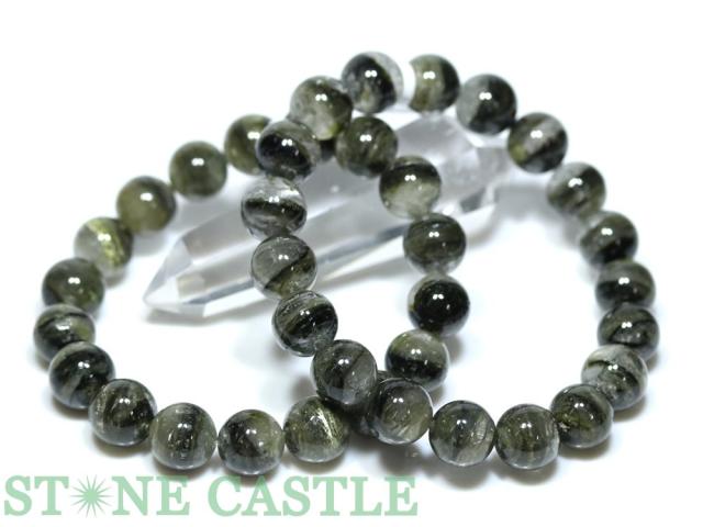 ☆高品質☆【天然石 ブレスレット】バイカラーグリーントルマリンクォーツ (キャッツアイ入り) (約11〜11.5mm)の通販は 11,934円