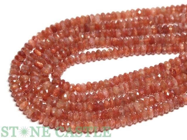 【天然石 カットビーズ】サンストーン ボタン型カット 約4x7mm